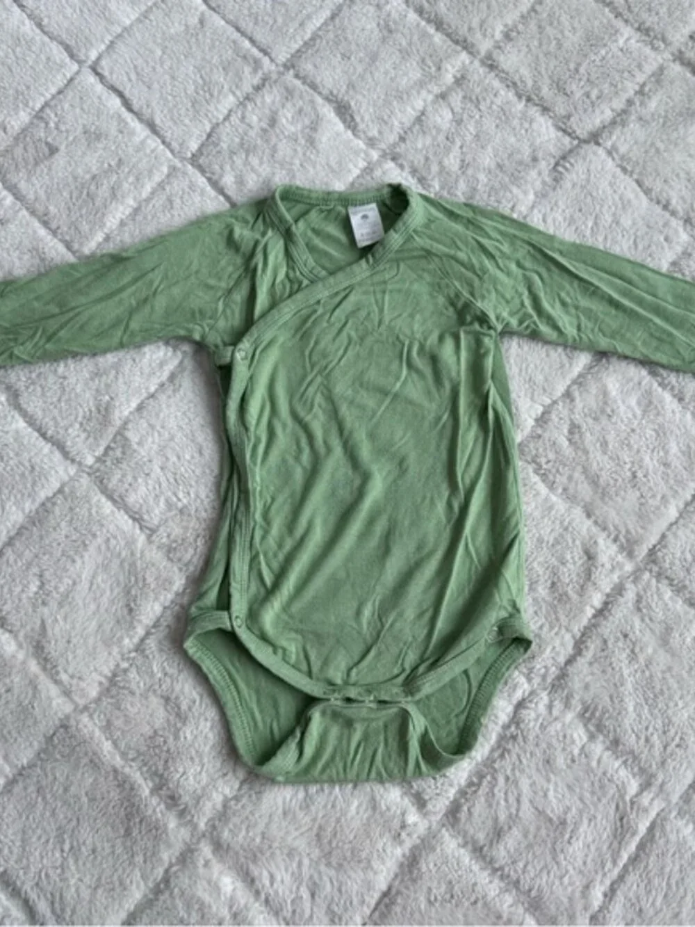 Kate Quinn | Green Solid Long Sleeve Kimono Wrap Bodysuit | Size 6-12 Months